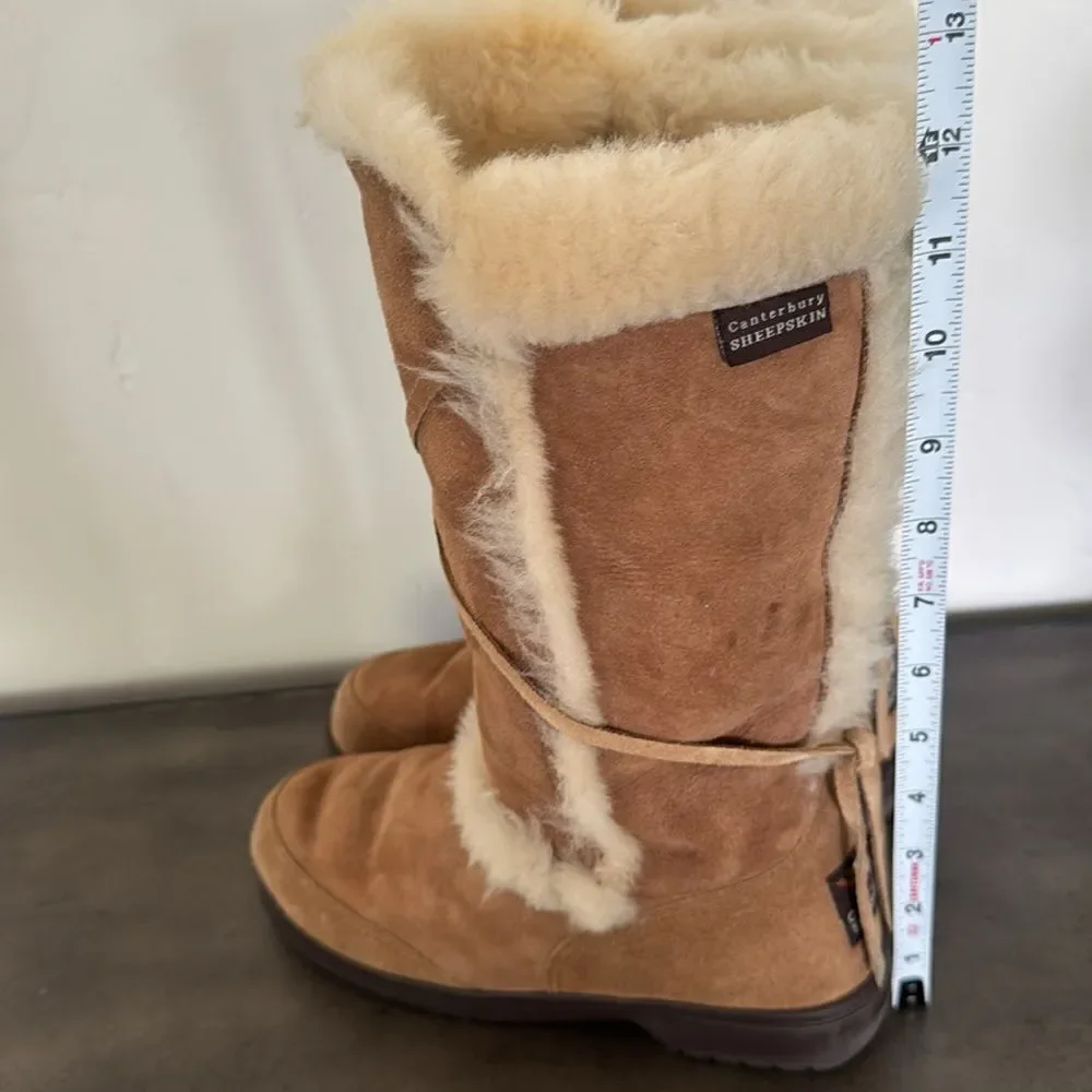 Canterbury Sheepskin NZ Tan Shearling Boots Women’s Size 6 Made in New Zealand
